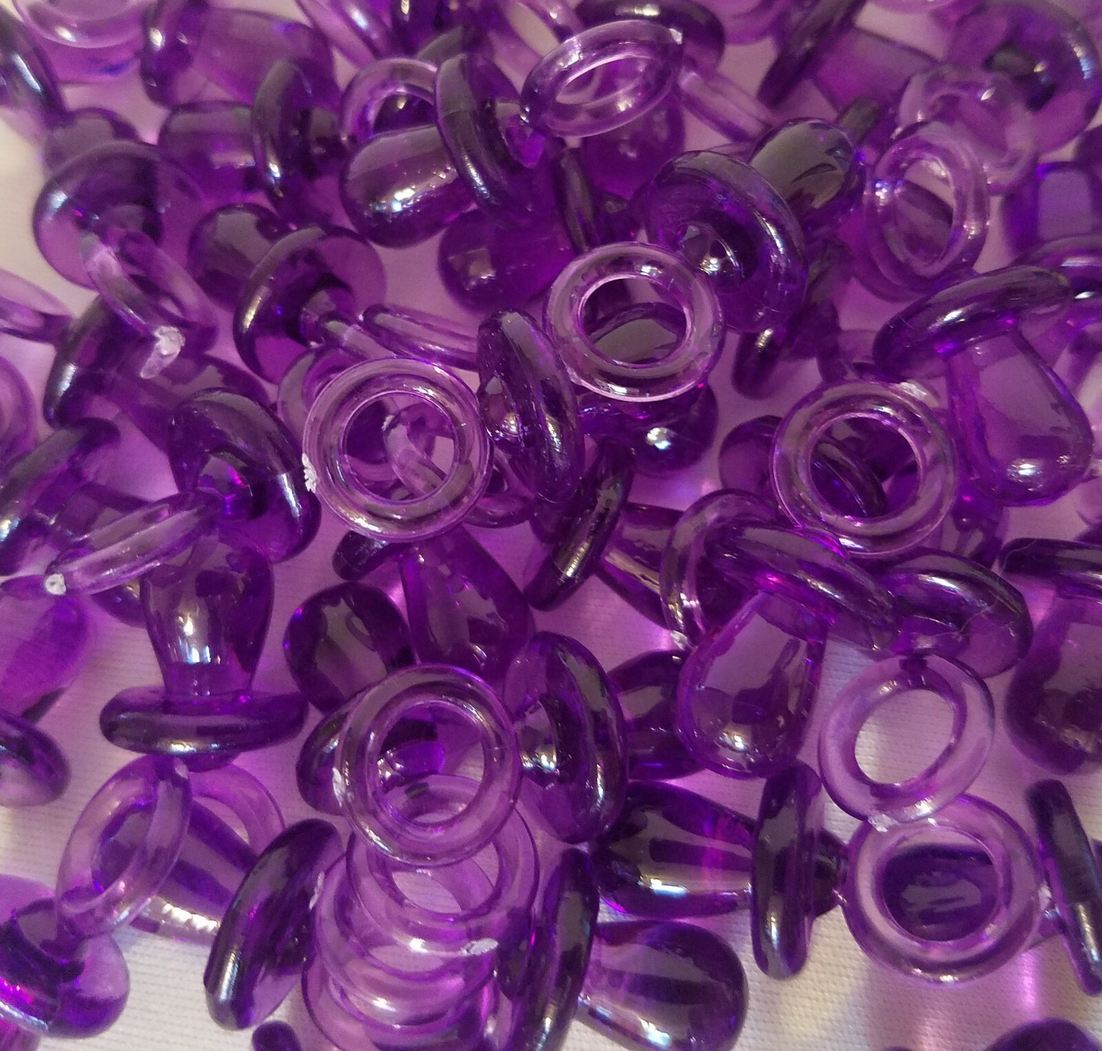 Lot of 50 Purple Acrylic Plastic Pacifiers Miniature Baby Shower Decorations
