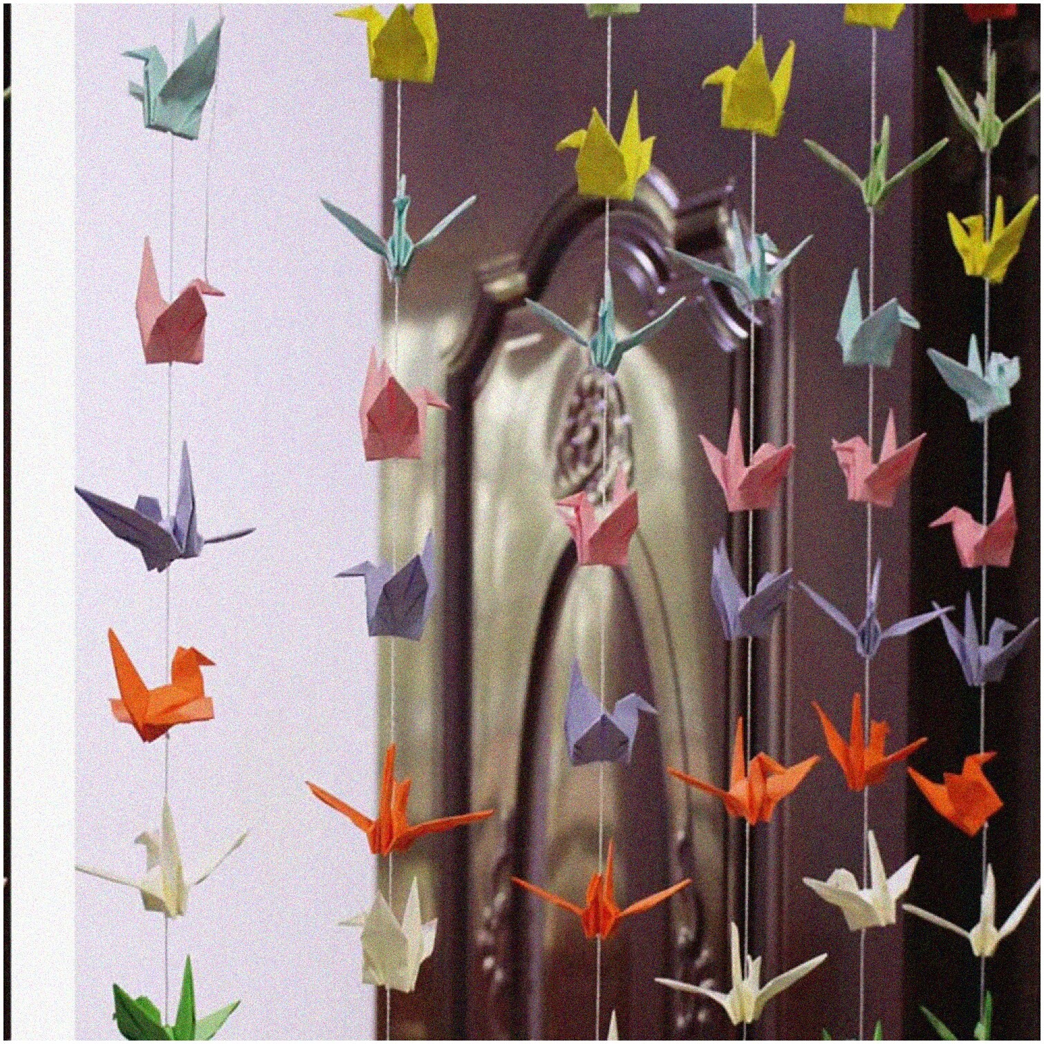 Colorful Paper Crane Hanging Garland for Celebrations