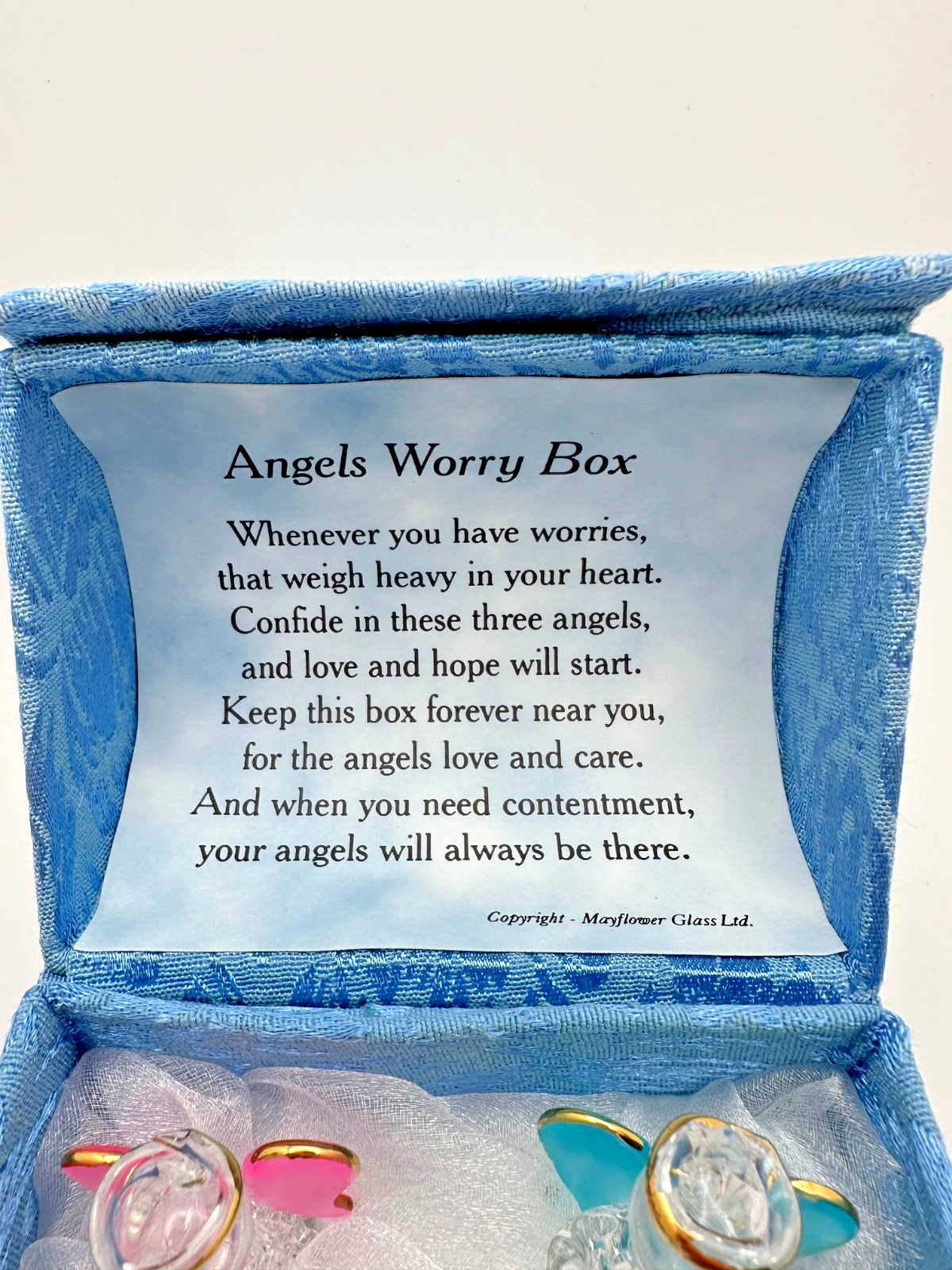 Set 3 Glass Guardian Angels Gift with Verse – Worry Box
