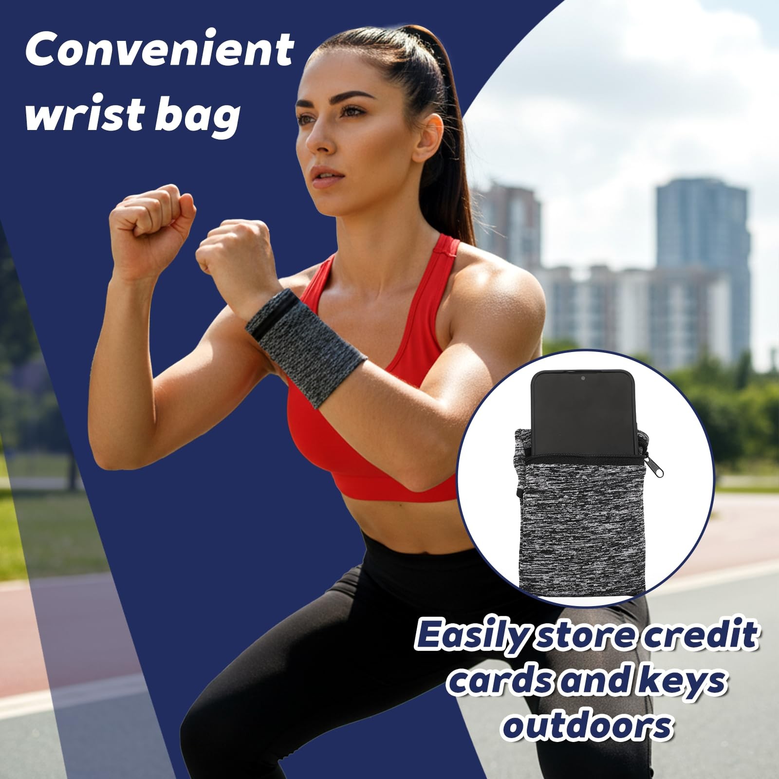 6 PCS Wearable Wrist Wallet for Men, Elastic Band for Secure Storage