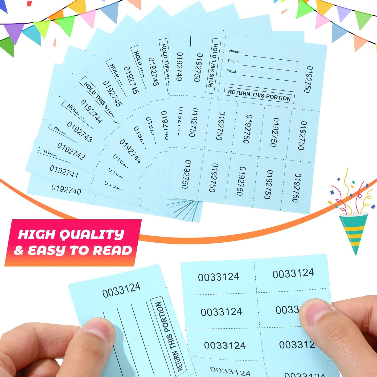 1000 Sheets Blue Raffle Tickets 10 Bid Chinese Auction Fundraiser Silent Tags