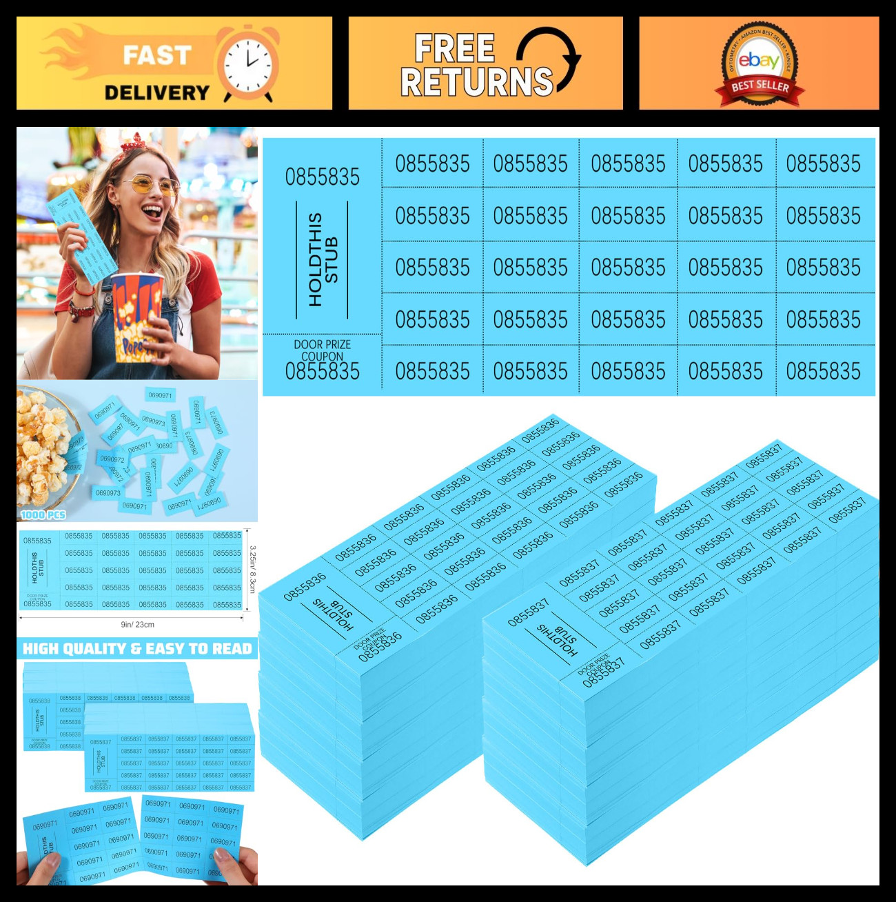 1000 Sheets Raffle Tickets – 25 Bid Chinese Auction Ticket Sheets for Events, Ch