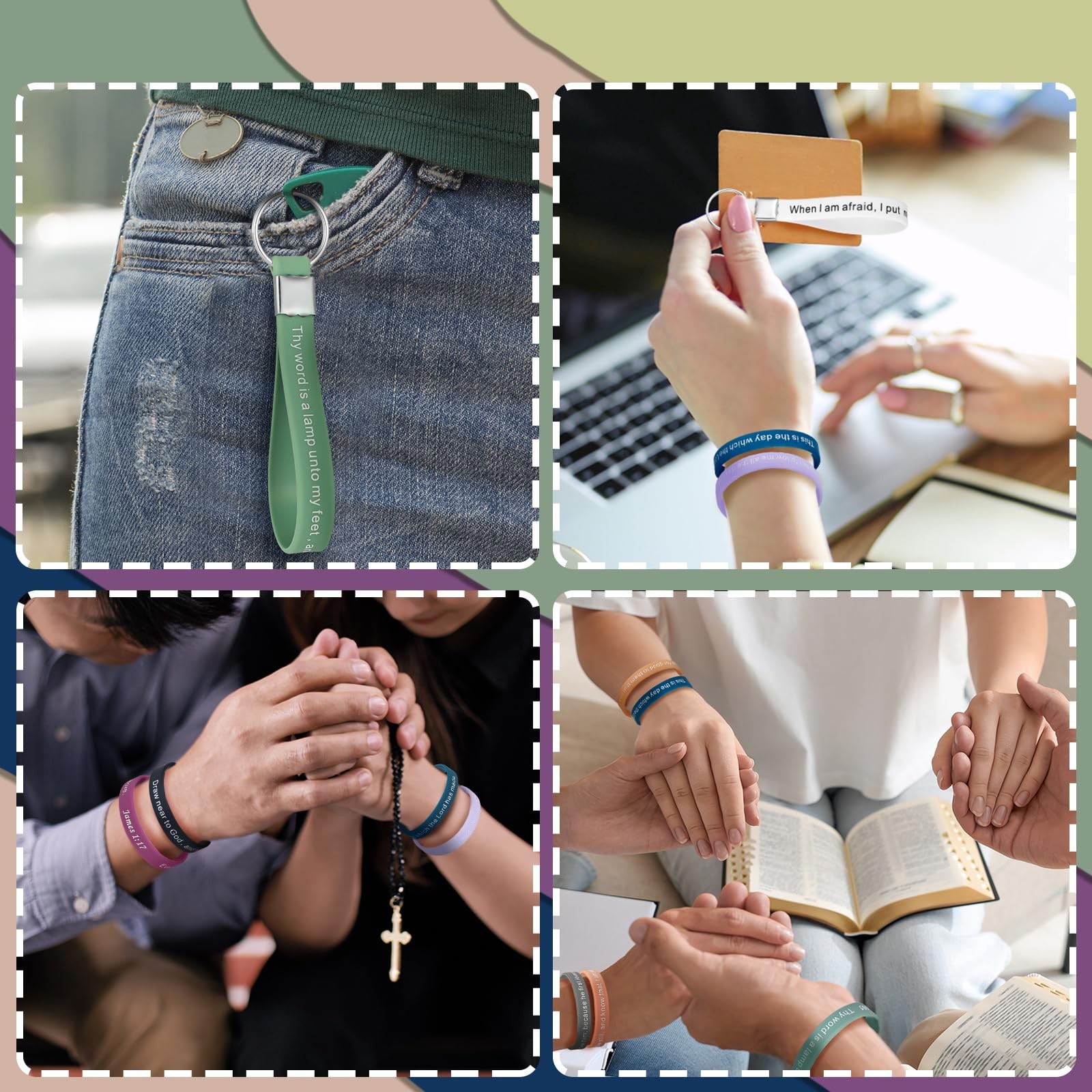 Christian Bible Verse Bracelet 120 Pcs Rubber Silicone Keychain – Motivational