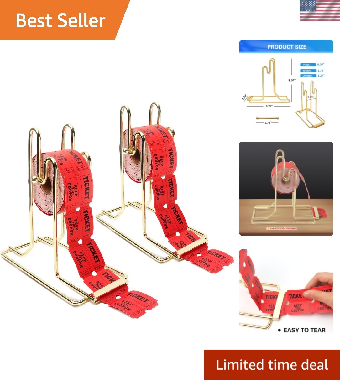 Compact and Durable 2-Pack Ticket Roll Dispenser – Perfect for Charity Events