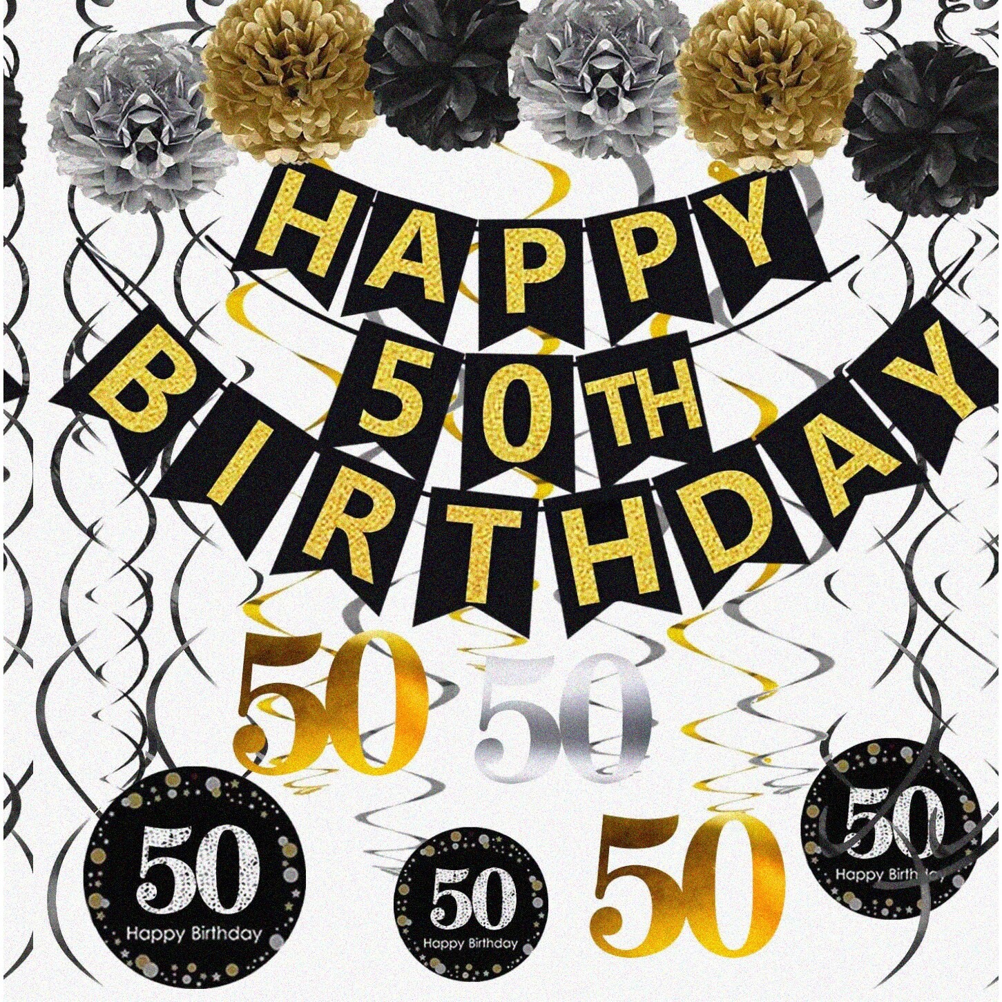 Golden Jubilee Celebration Kit with Banner and Decorations