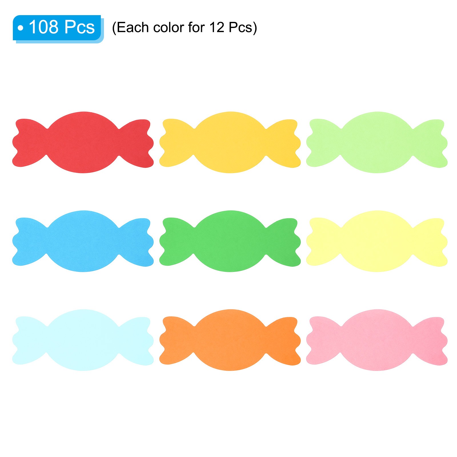 3.5×6.1″Cutouts Paper, 108Pcs Candy Assorted Color Paper, Multicolor