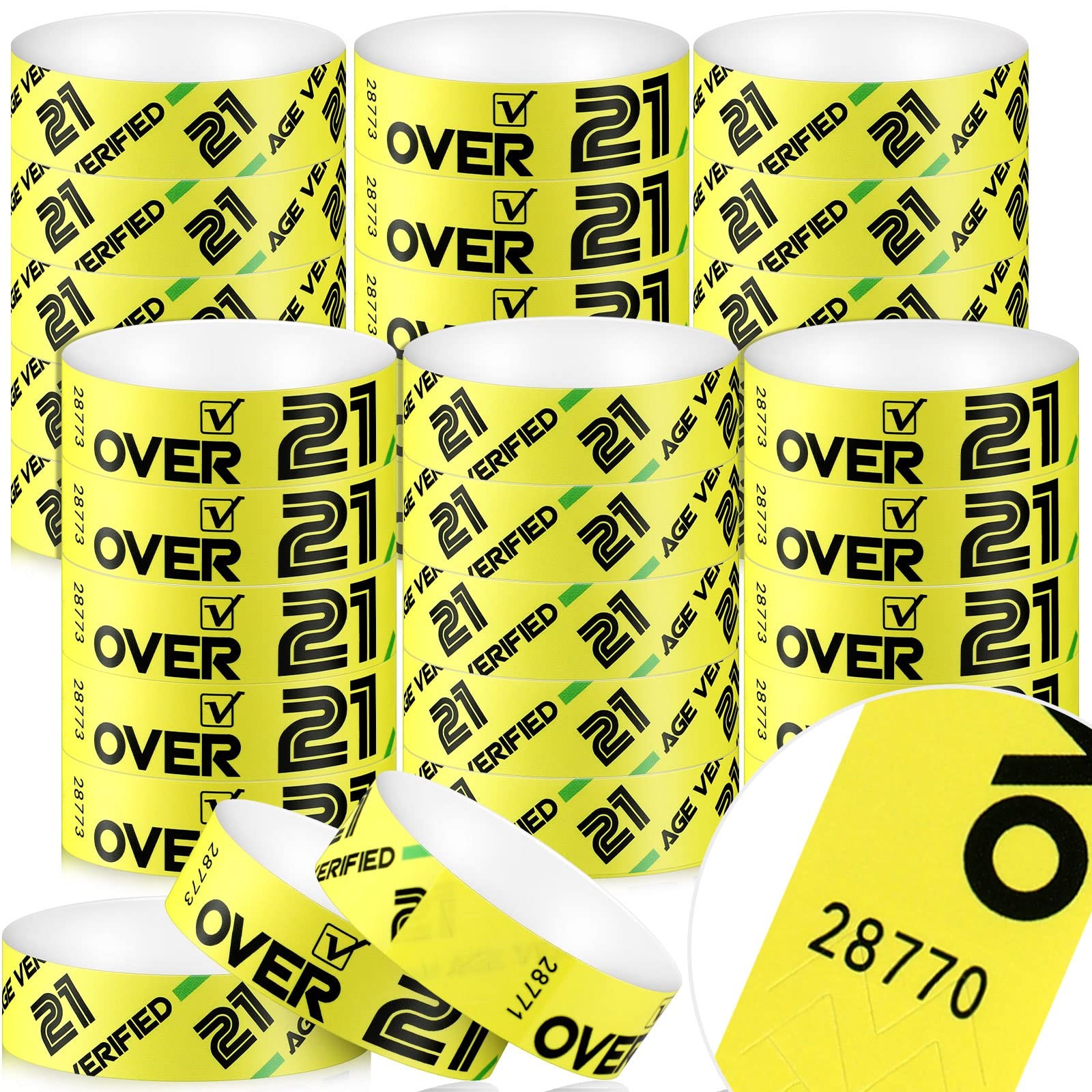 600 Pcs Over 21 Paper Events Wristbands Party Verified Identification Bracelet