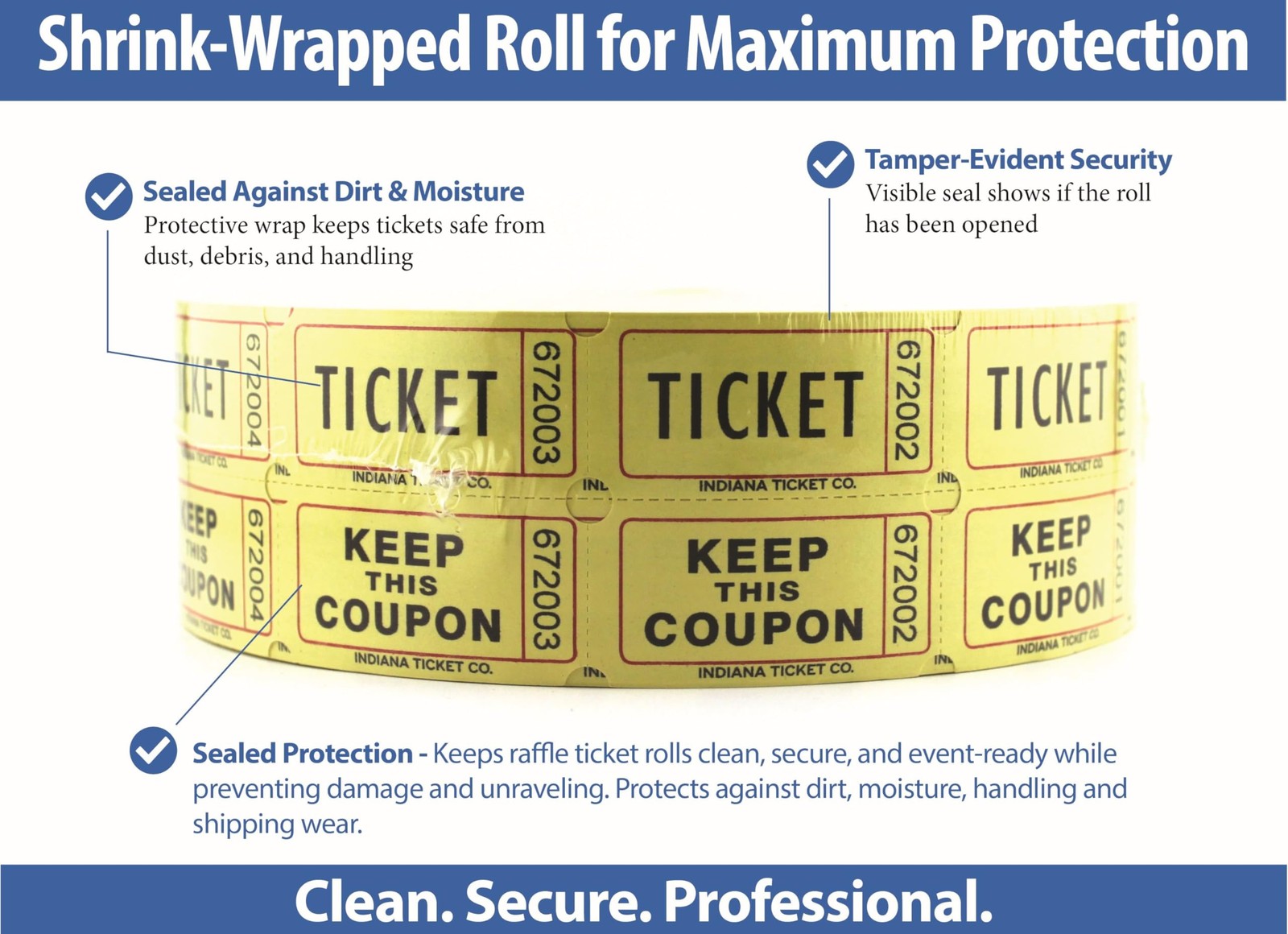Raffle Tickets Roll, 50/50, Yellow, 2000 Tickets per Roll Made in USA