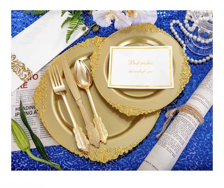 Morejoy Party Plates and Utensils Served for 25 Guests 175 pcs