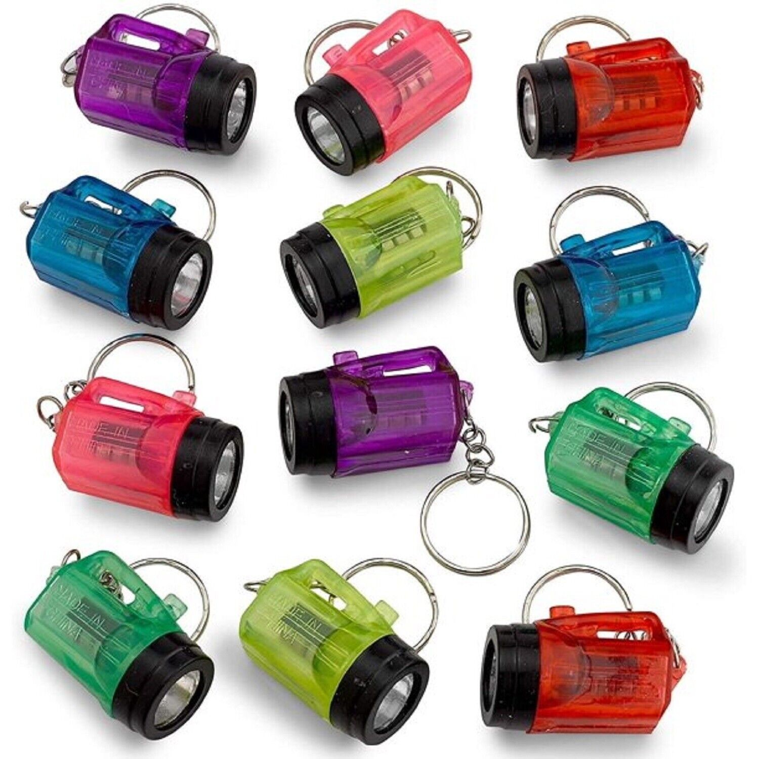 24 Mini Flashlight Keychains Assorted Neon Colors Party Favor Toys (2 dozen)