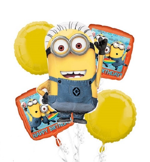 Despicable Me Minion Made Birthday Party Balloon Bouquet 5 Pieces