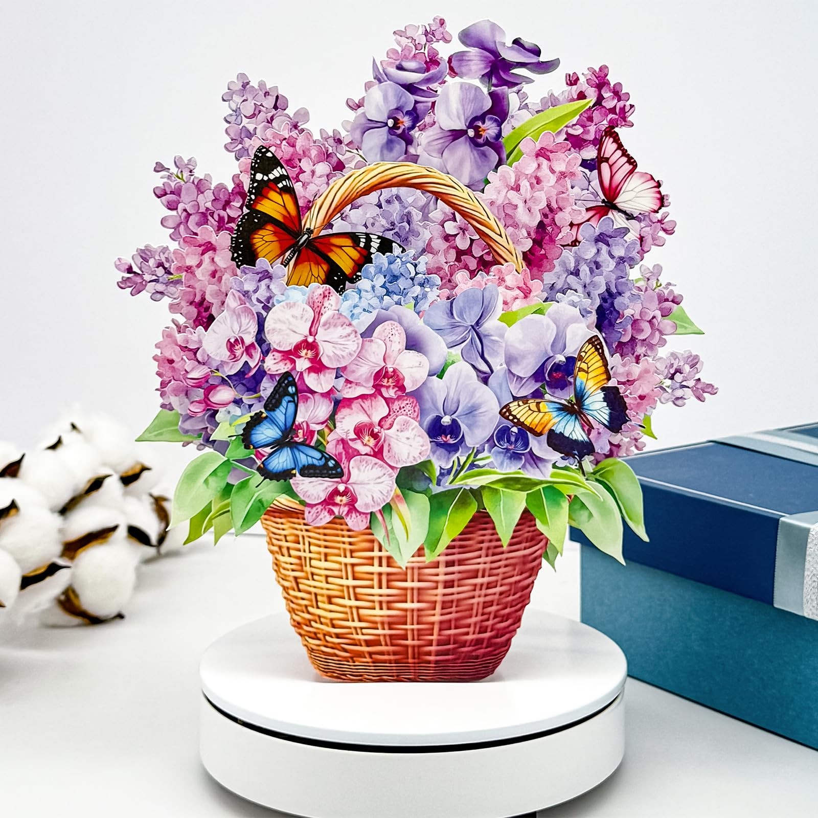 9.06 inches x 9.65 inches, Purple Lavender and Colorful Butterflies