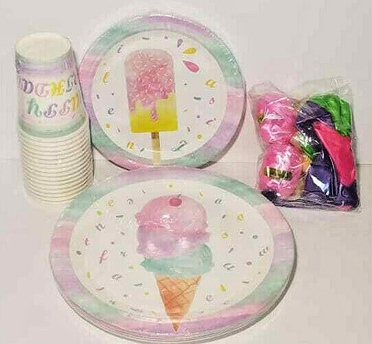 WERNNSAI Ice Cream Theme Party Supplies Pink Birthday Decorations