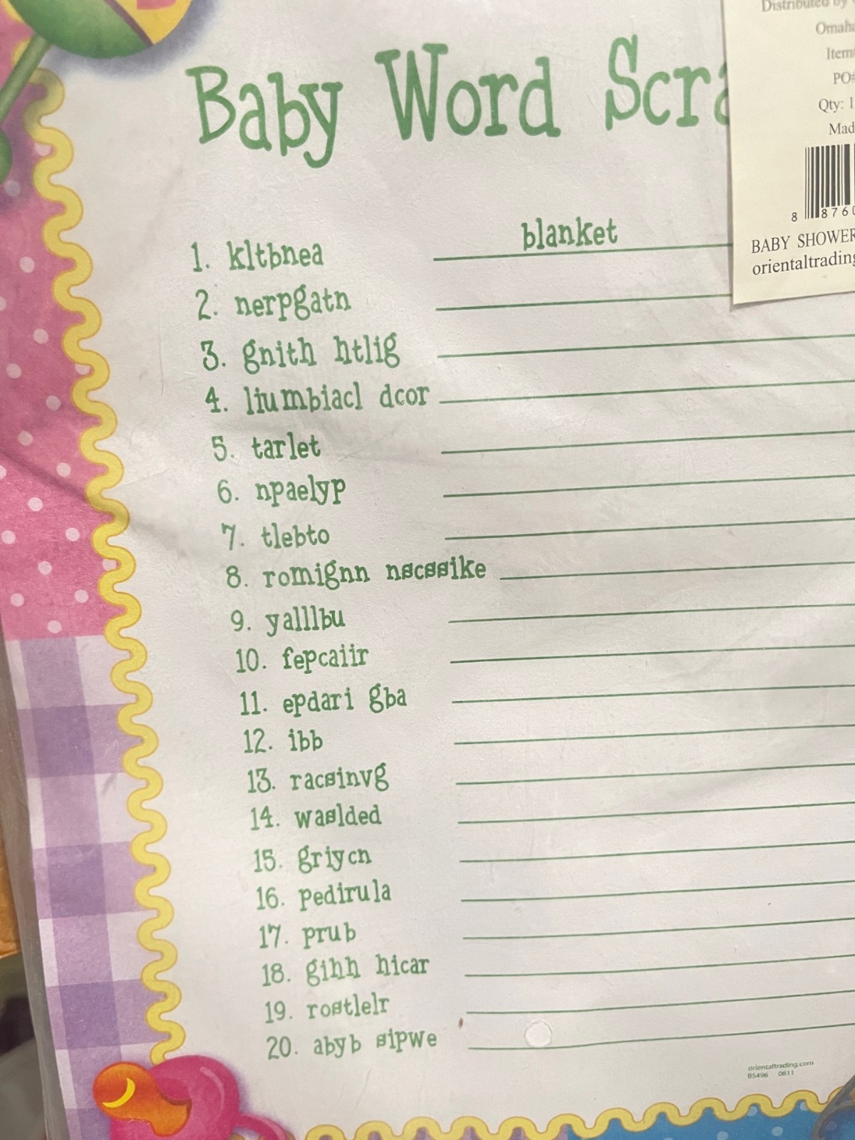 24 pages Baby Shower Word Scramble 42/2912 (M2)