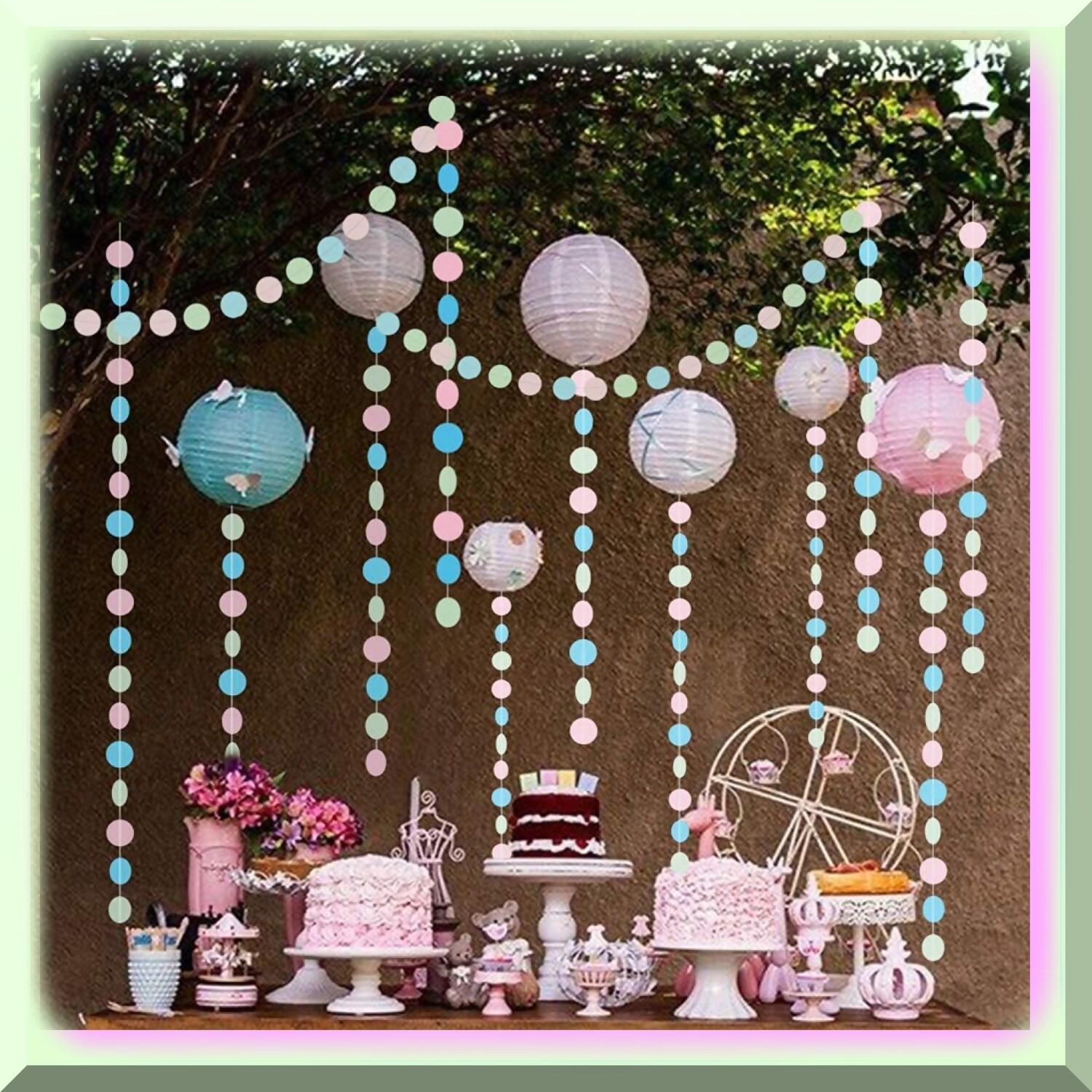 Pastel Circle Garland Banner for Spring Birthday