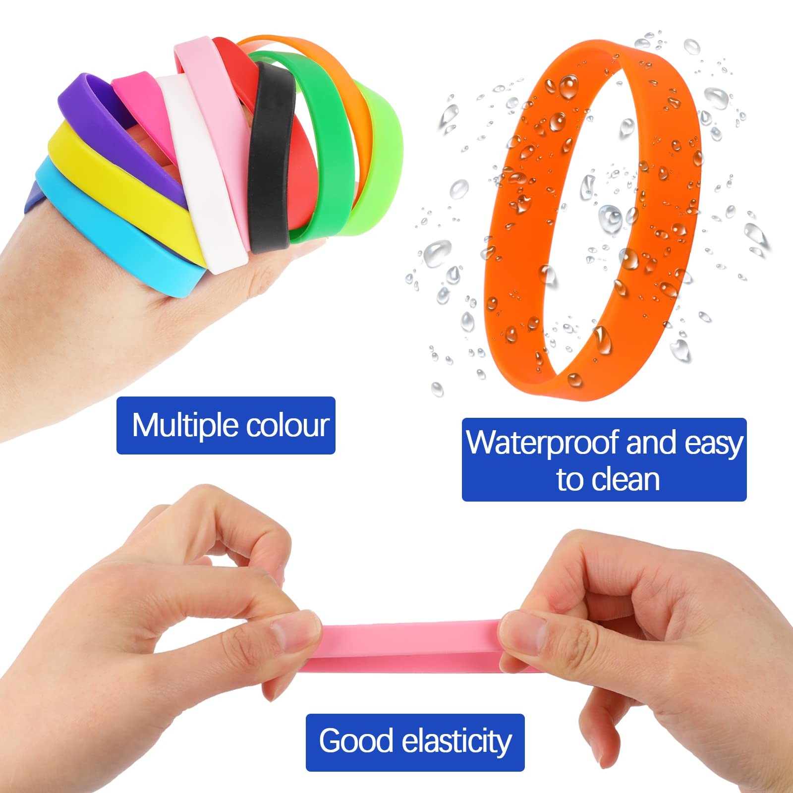 12 Pack Silicone Wrist Bands, Assorted Color Rubber Bracelet Kit for Sports, …
