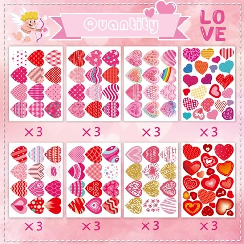 Heart Stickers for Kids, Valentines Day Colorful Heart Stickers Valentine’s