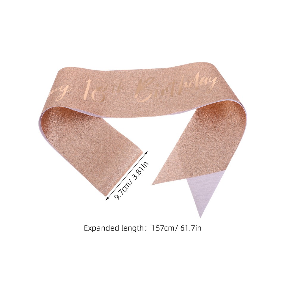 2Pcs Rose Gold 18Th Birthday Sash Fabric Belts for Girls Birthday Party Outfit