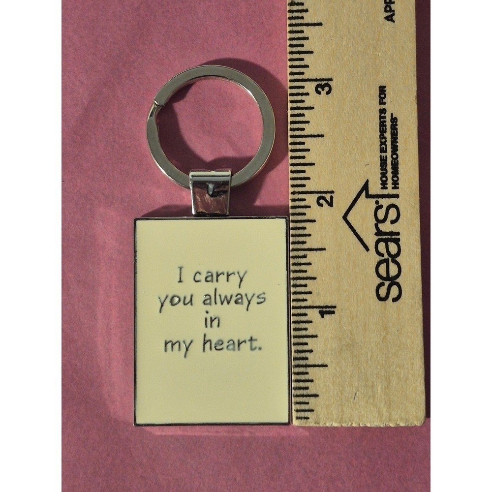 Hallmark I Carry You Always In My Heart Photo Key Chain Cream Metal Frame