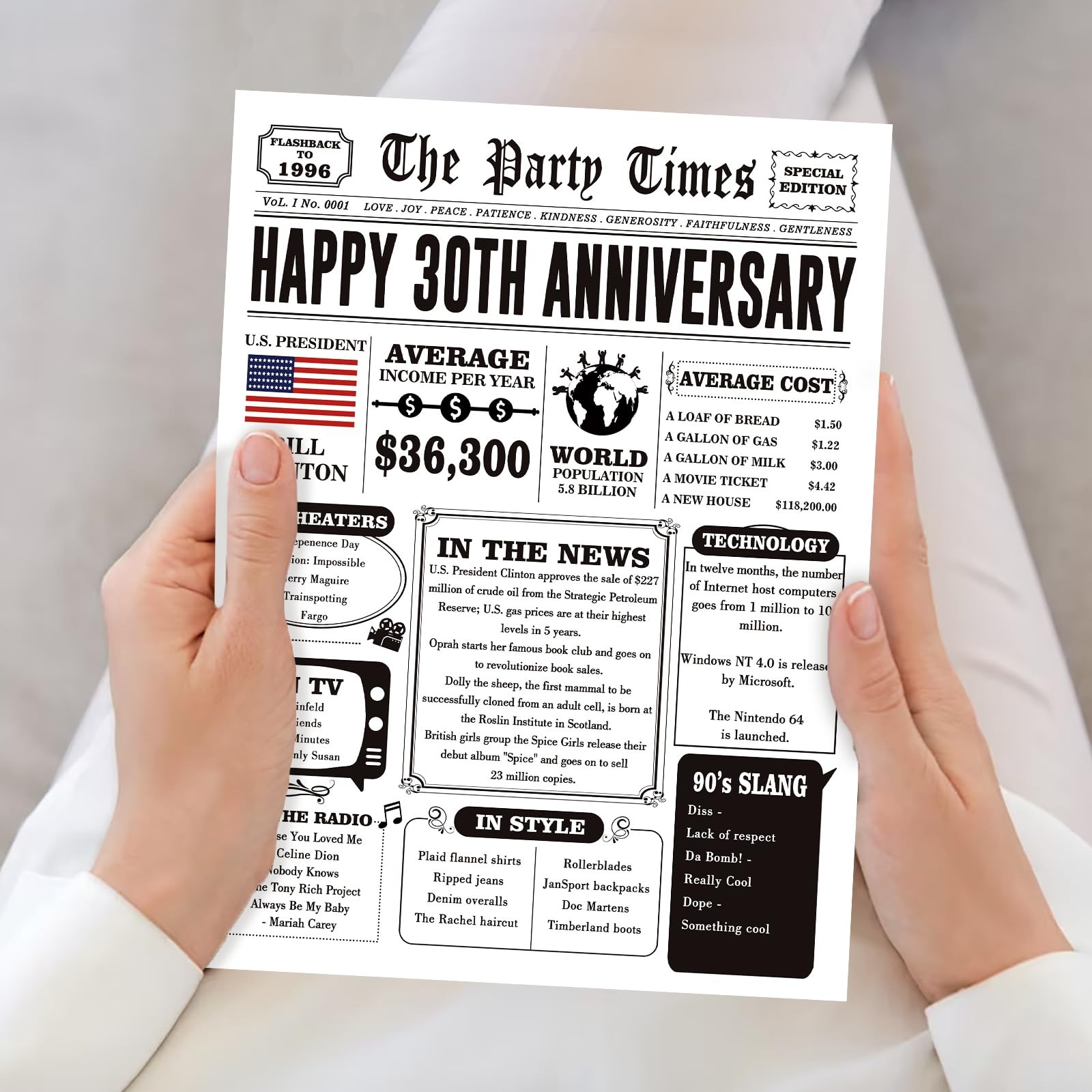 Missonemi Jumbo 30th Anniversary Card for Women Men, 7.9 x 10.6 inches,
