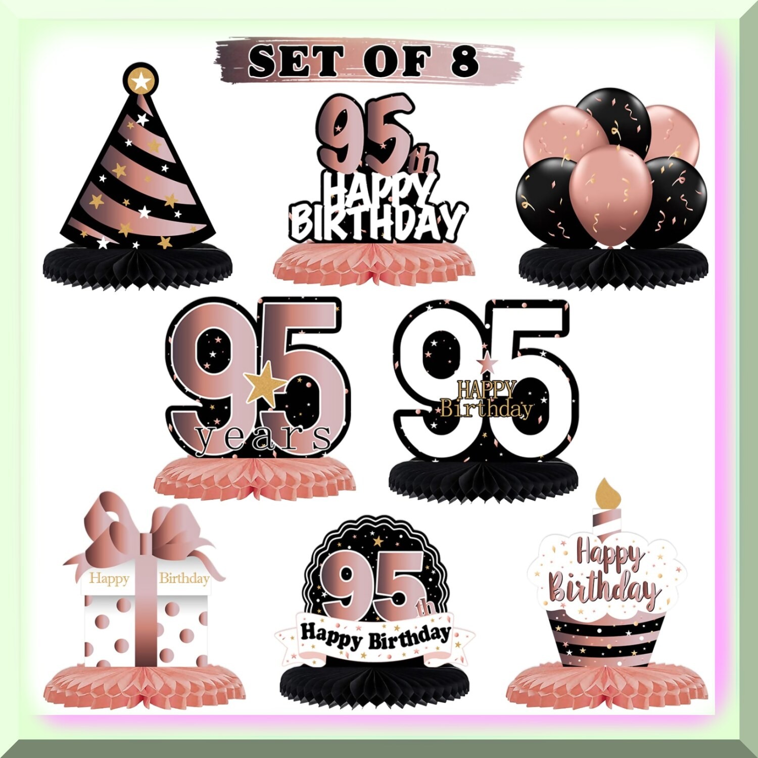 Honeycomb Table Centerpieces for 95th Birthday Set of 8