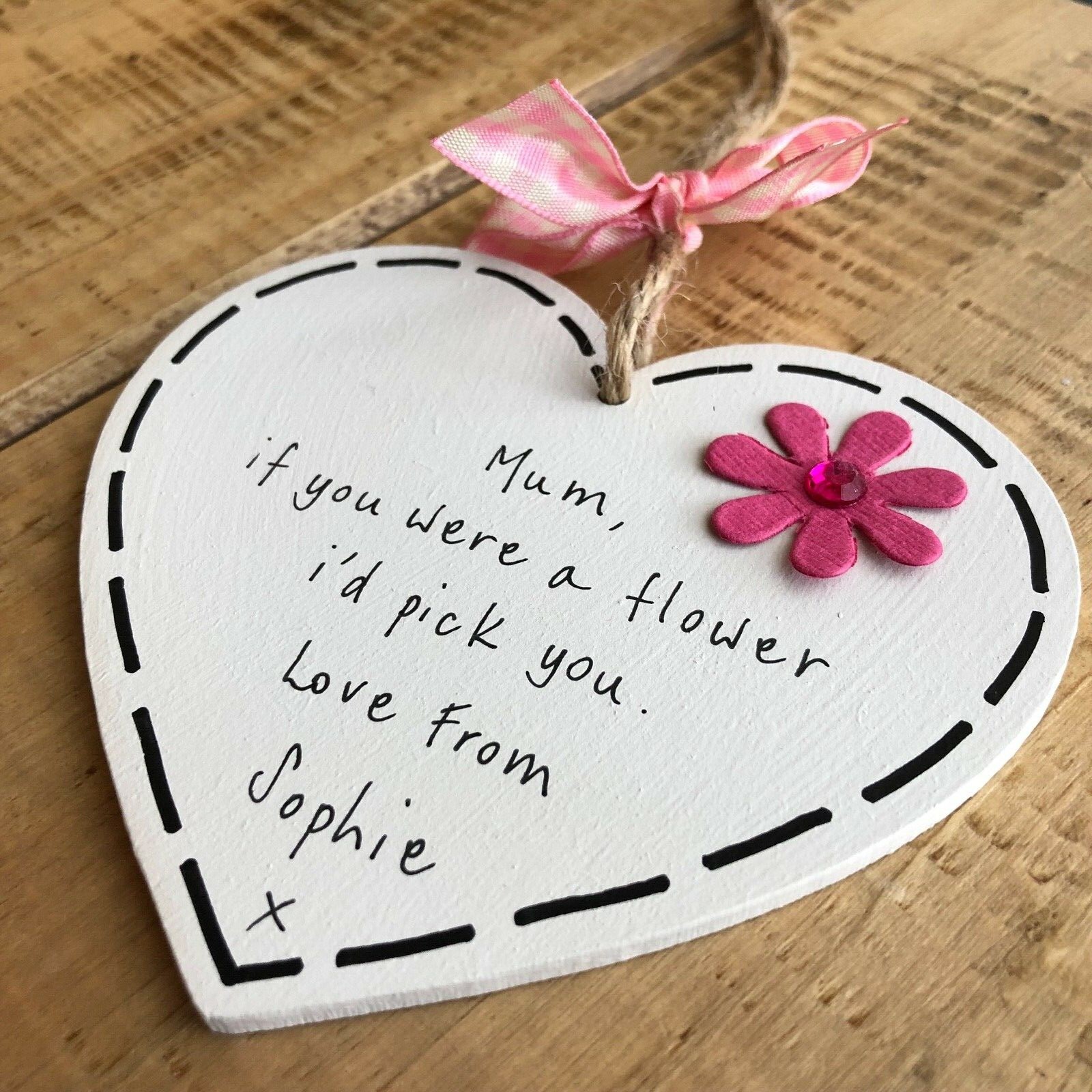 Personalised Mothers Day Gift Flower Heart Mum Mummy Grandma Nan Nana Love Prese
