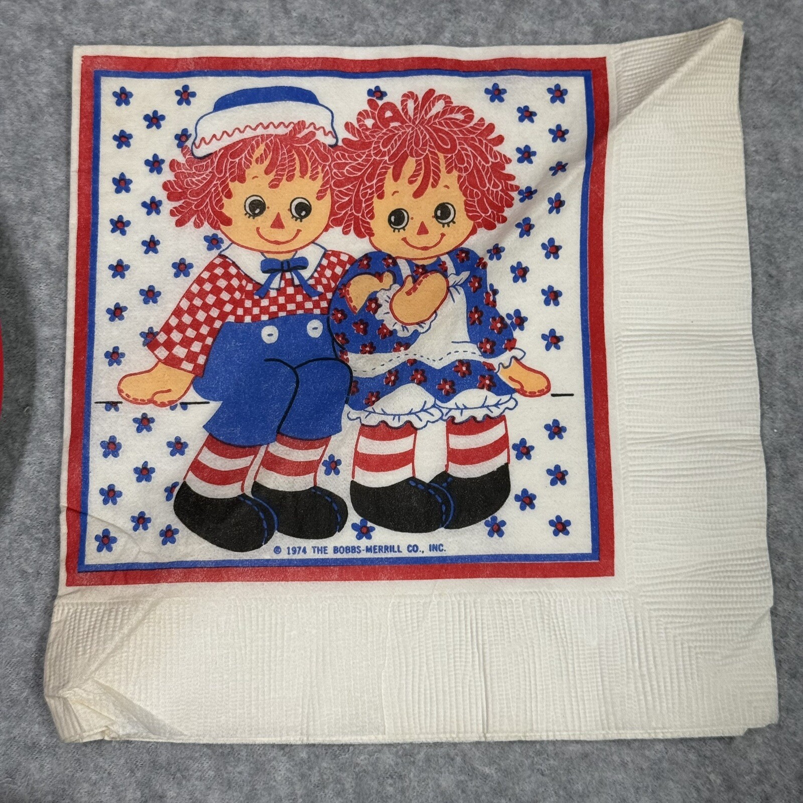 Vintage Raggedy Ann & Andy 6 Party Plates & 2 Napkins