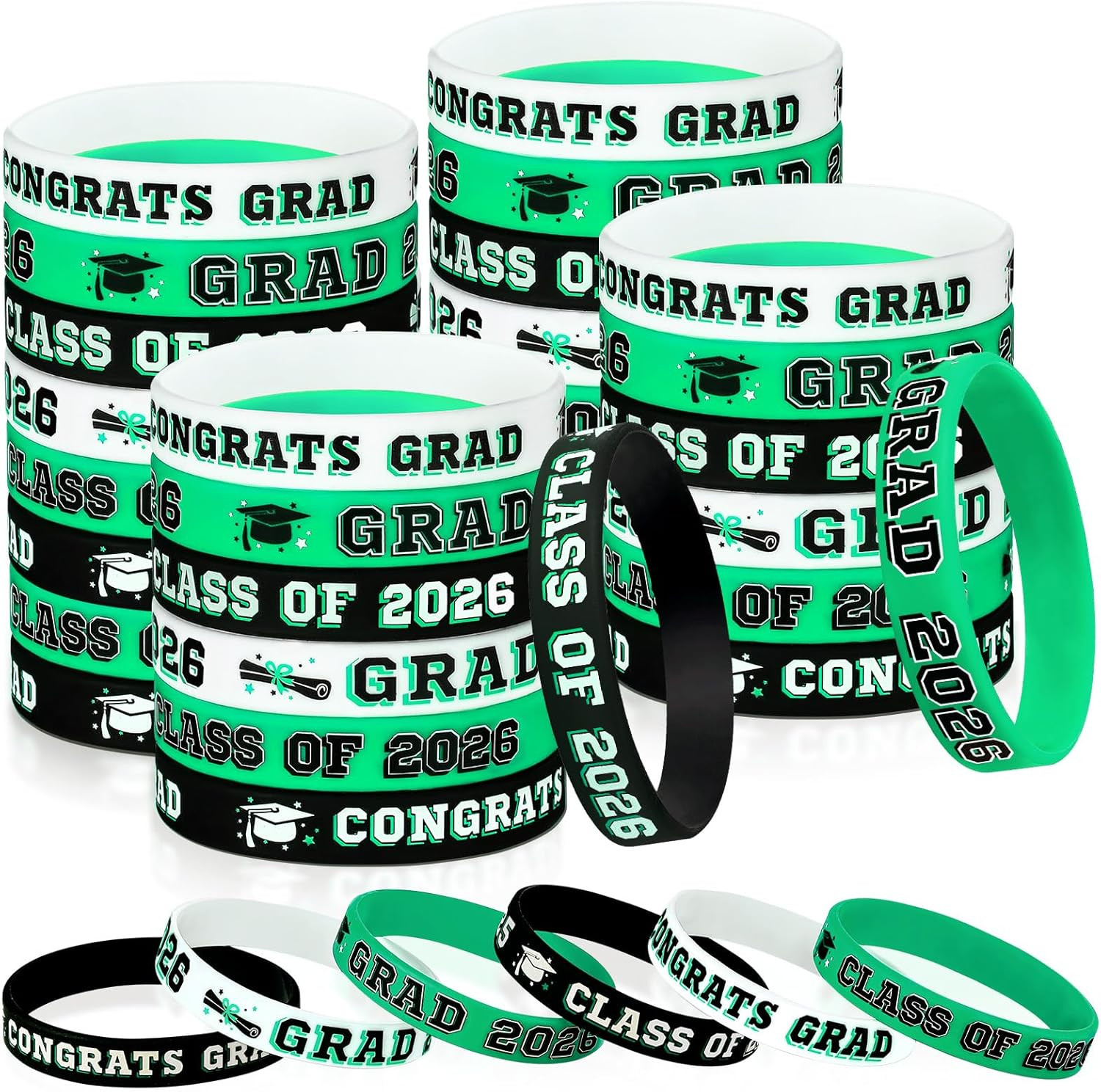 36Pcs Class of 2026 Graduation Silicone Bracelets Congrats Grad Party Favors