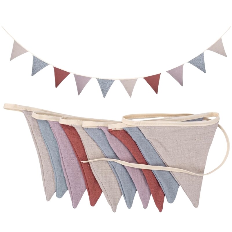 Nursery Room Cotton Bunting Banners Triangular Flags Garlands Home Party Decors