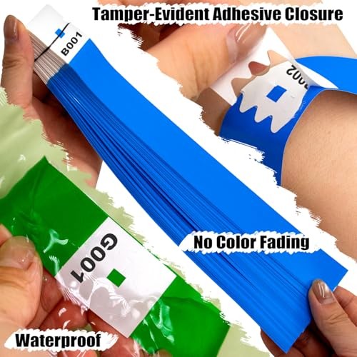 500 PCS Paper Wristbands for Events, 5 Colors Mixed Disposable Wristbands with