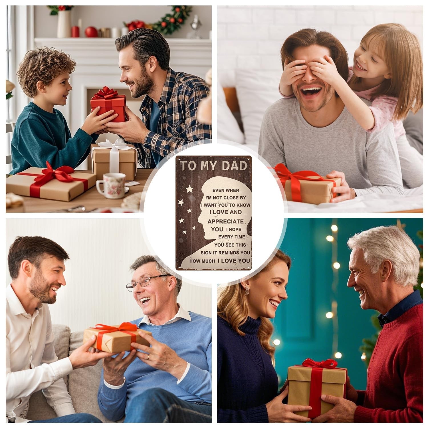 Dad Gifts Rustic Tin Wall Art for Dad – Vintage Fathers Day Metal Sign Plaque…