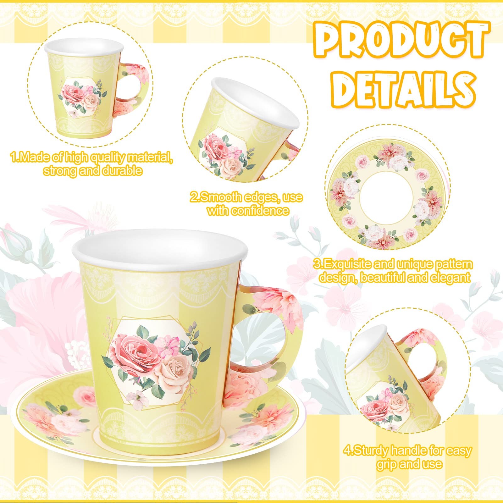 Zopeal 100 Pcs Disposable Tea Party as shown in pictures, Light Yellow