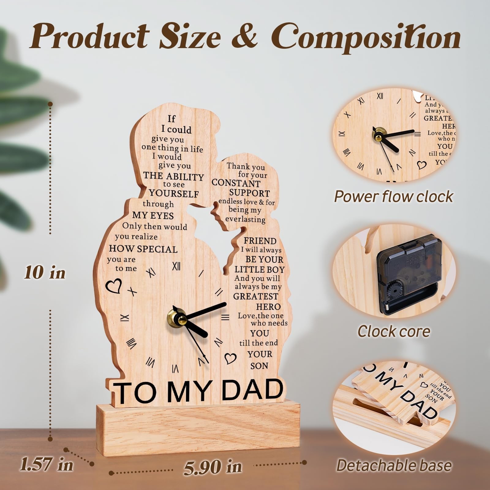 Dad Gifts from Son, Wooden Clock Gifts for Dads, Birthday Gift for Dad, Cool …