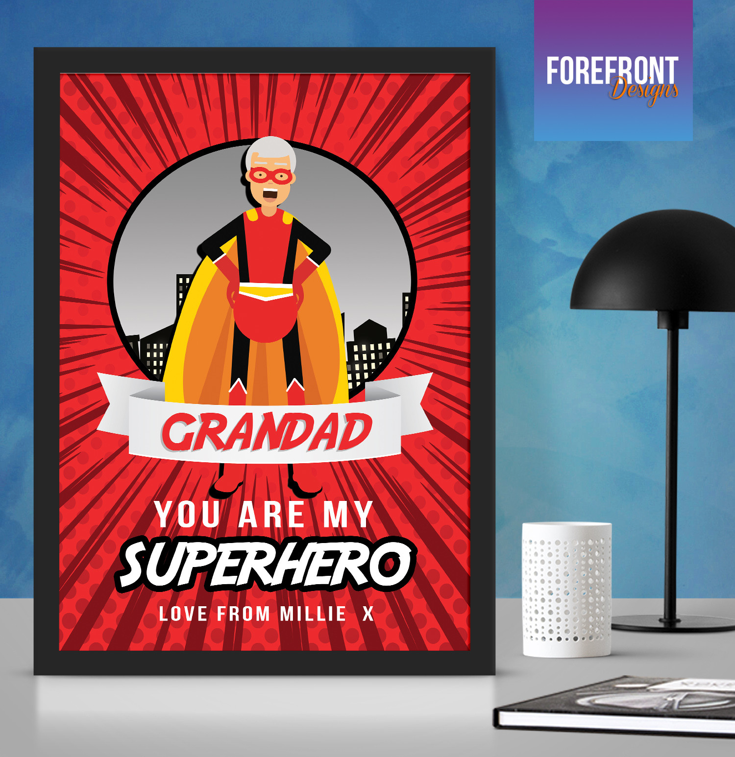 Personalised FATHER’S DAY SUPERHERO present/ Birthday Gift/GRANDAD Keepsake art