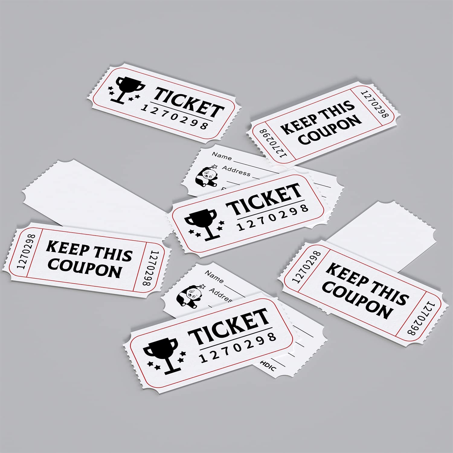2×2 Inch 2000 Raffle Tickets Double Roll Event Entry Fundraiser Prize Ticket