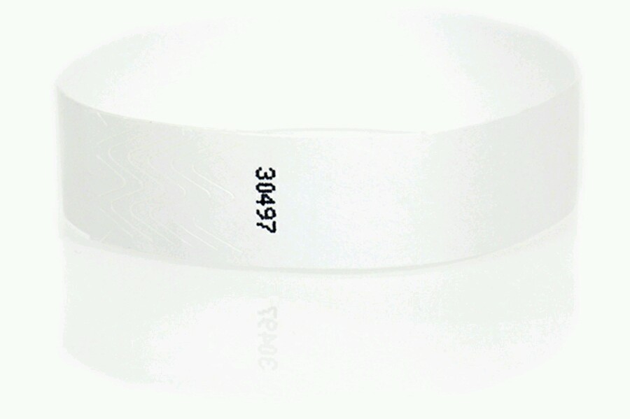 100 3/4″ WHITE TYVEK WRISTBANDS, WHITE PAPER WRISTBANDS, WHITE ARM BANDS