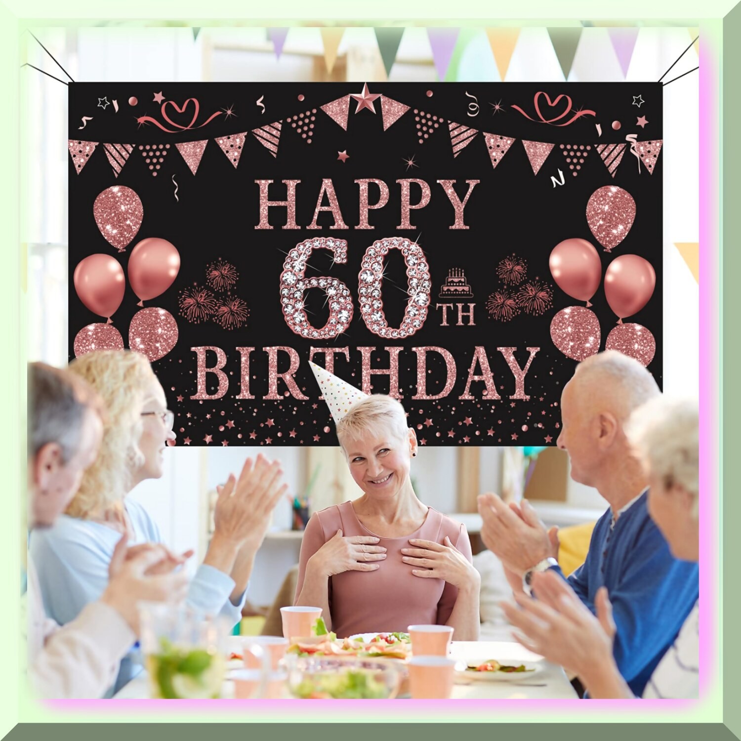 Rose Gold 60th Birthday Celebration Banner