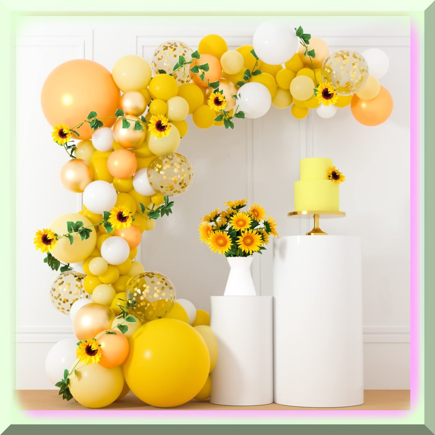Sunflower Balloon Garland Kit with Vines and Ribbons