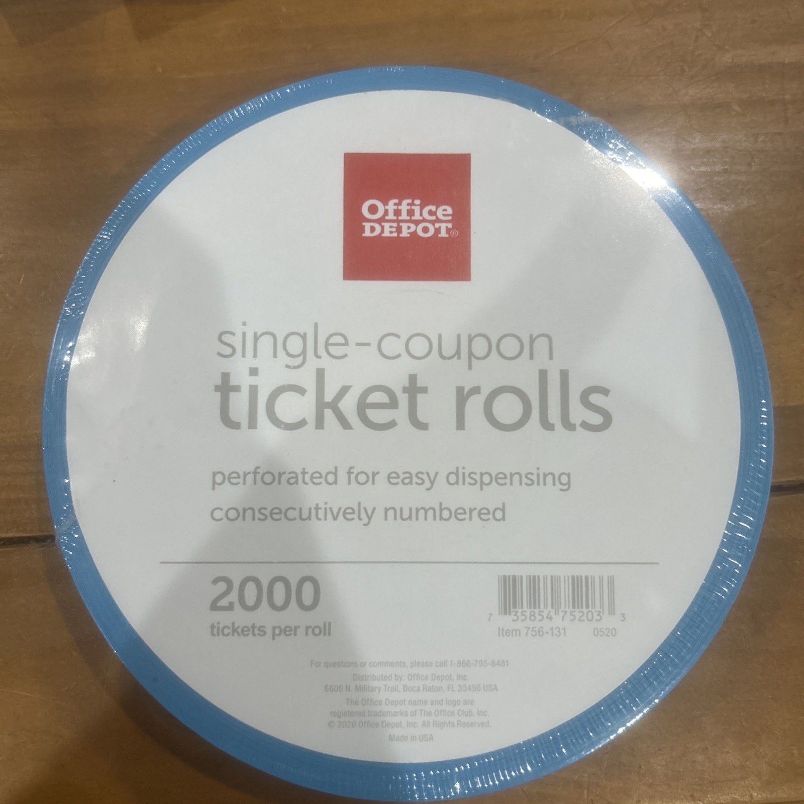 Raffle Ticket Roll of 2000 Tickets White Single Coupon Ticket Roll 759-131