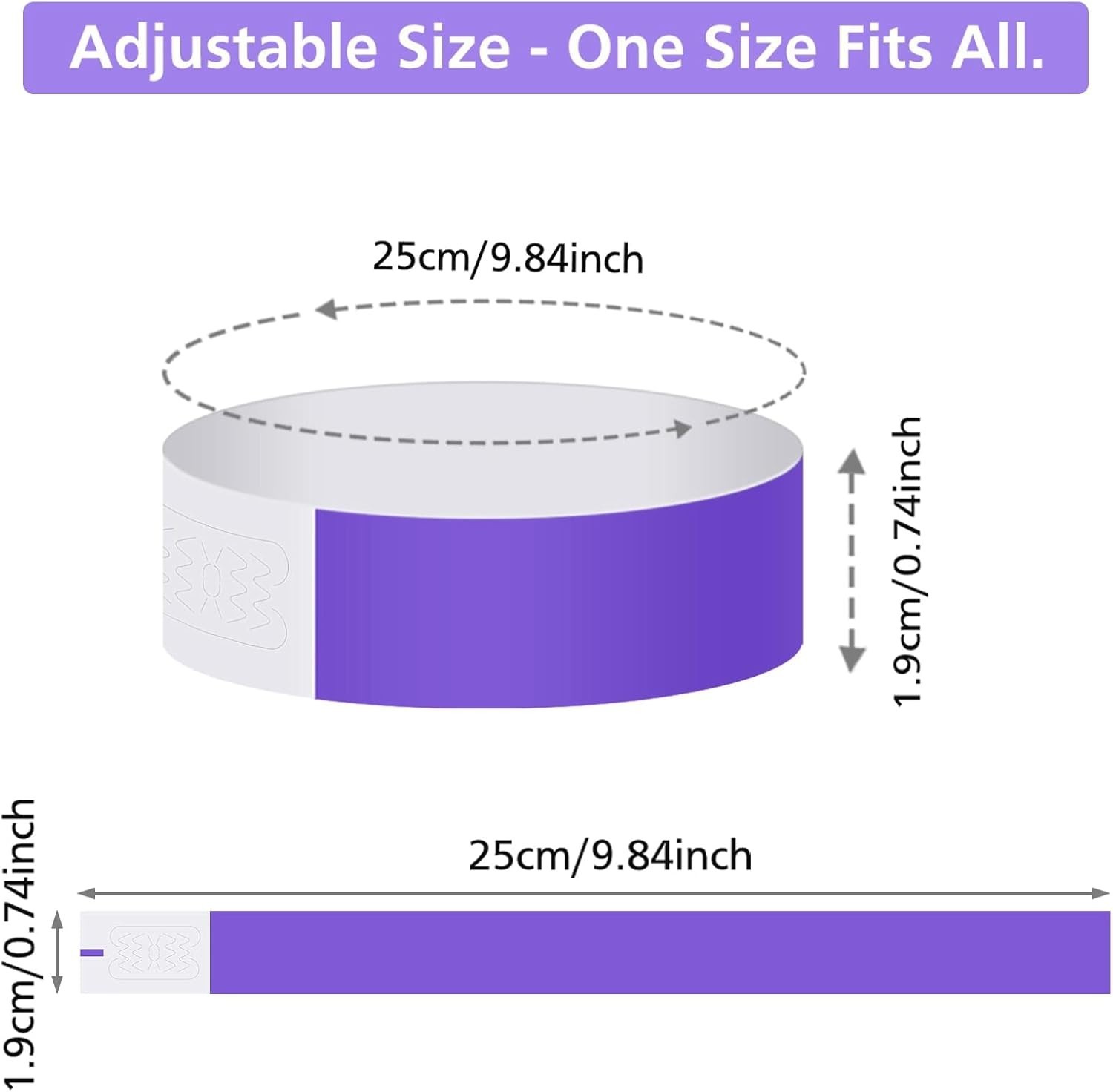 Versatile 200 Pack Purple Event Bracelets – Easy Apply Waterproof Wristbands