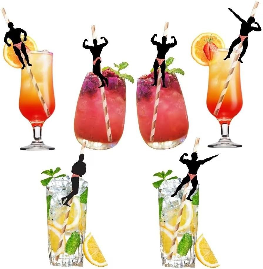 Thick Paper Straws for Bachelorette Parties – Naughty Dancing Men Design