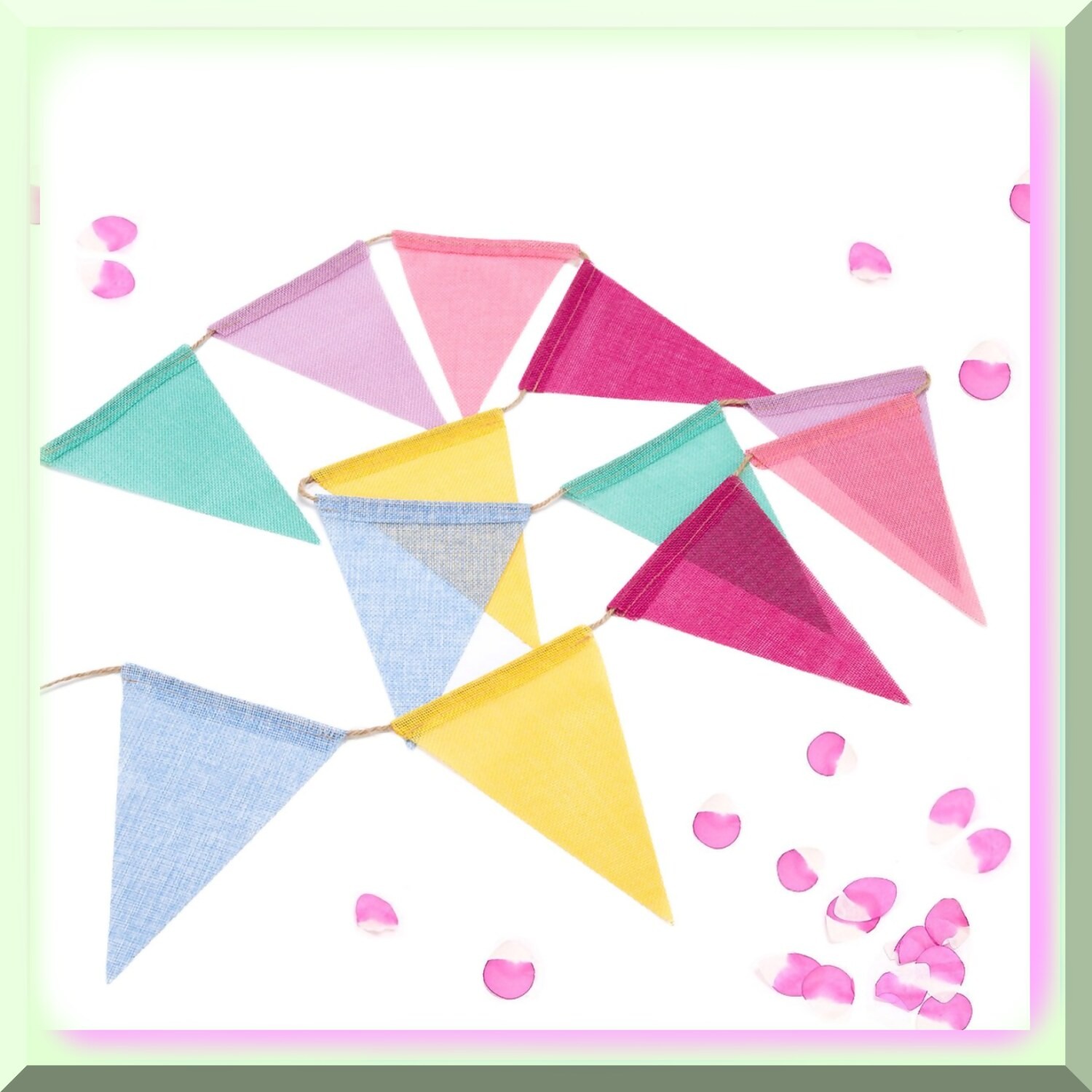 Multicolor Burlap Pennant Banner for Festivals and Parties