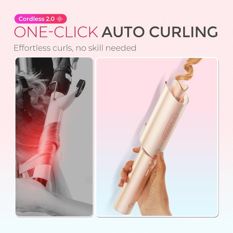 Cordless Automatic Curling Iron – TYMO CurlGo 1 Inch Beach Waves Rotating