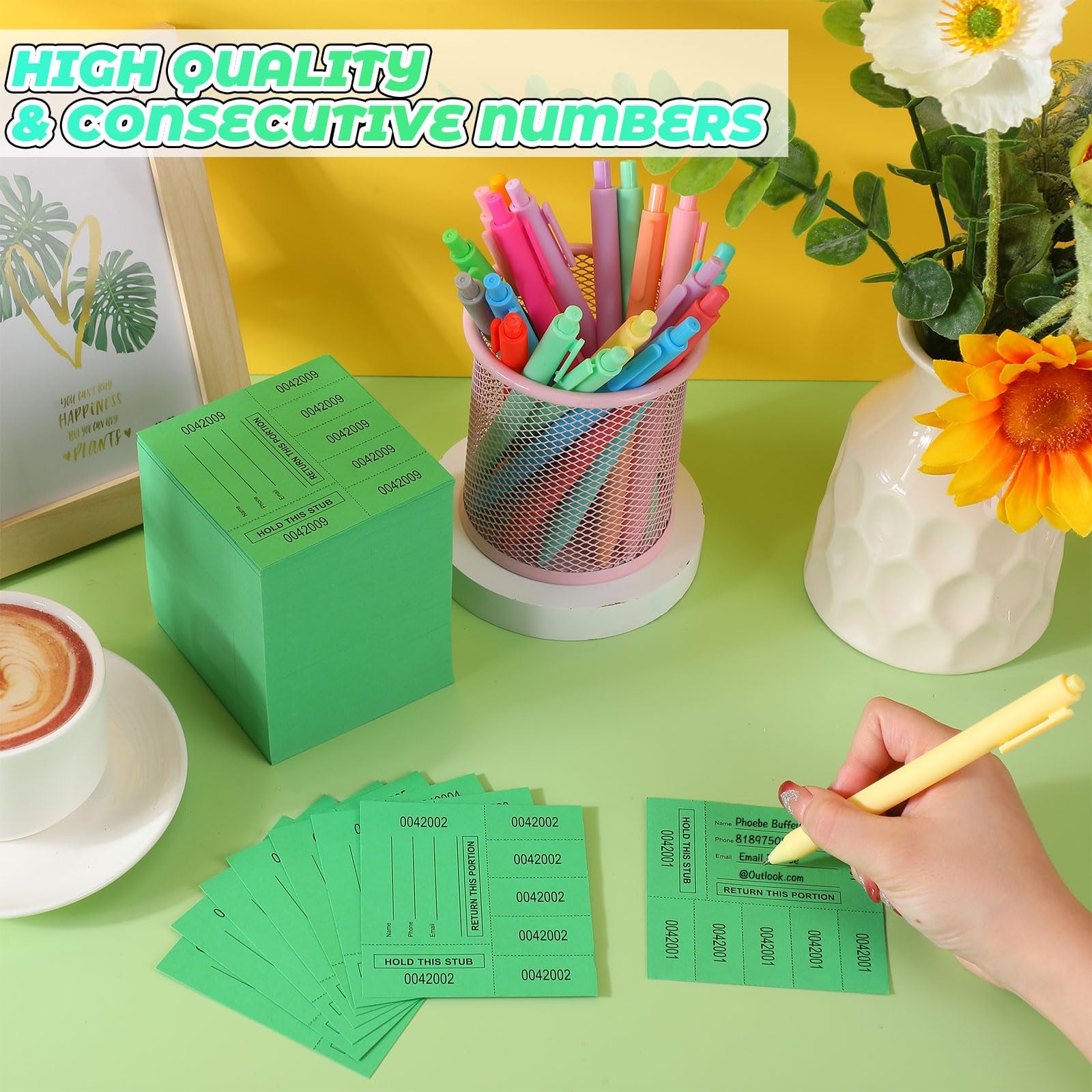 1000 PCS Large Raffle Tickets Rolls Blue Cards Blank Entry Form Events