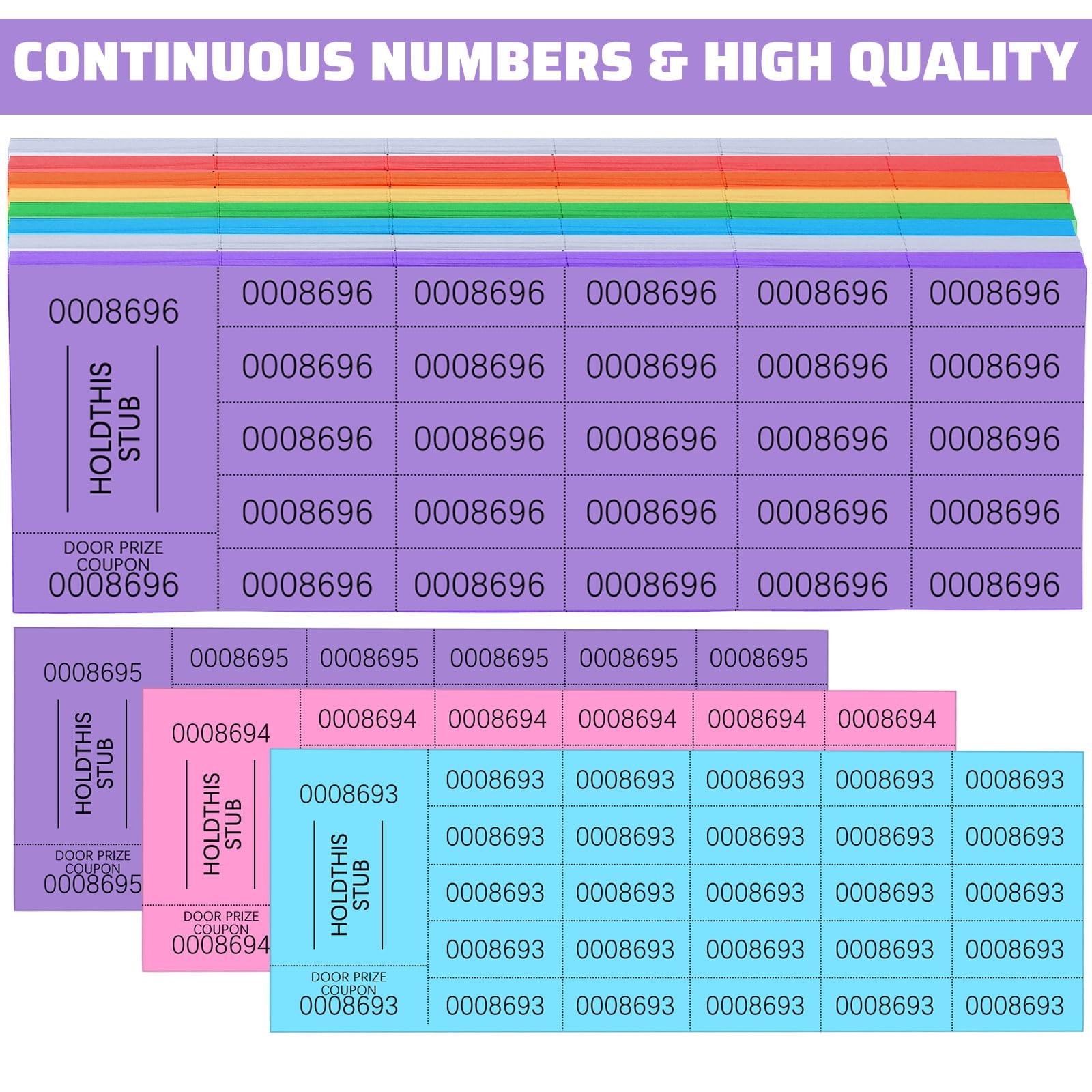 504 Sheets 25 Bid Raffle Tickets Chinese Silent Auction Event Mixed Color
