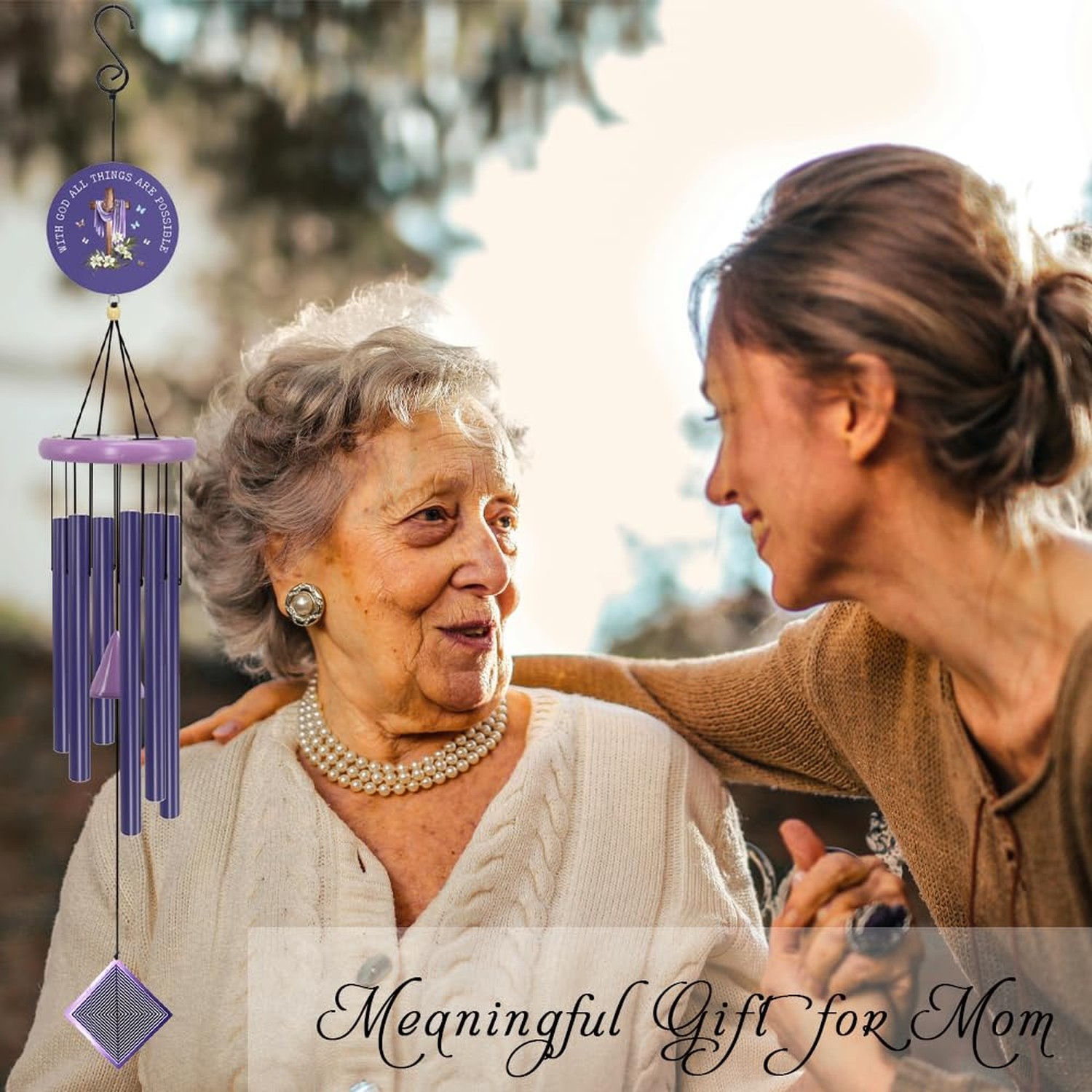 Christian Wind Chimes with Crosses for Women Faith, Purple Gifts for Women Mo…