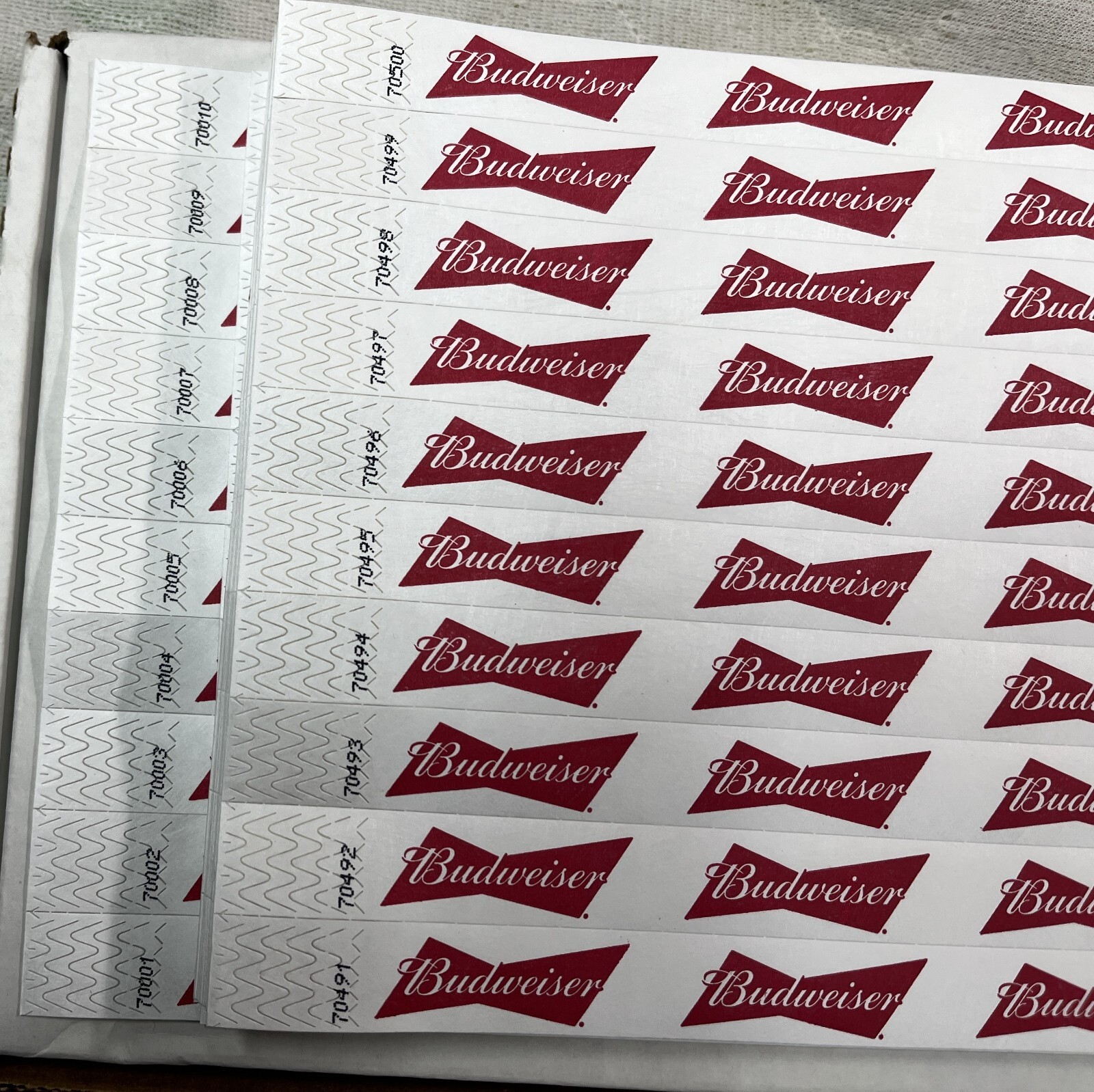 Budweiser Beer Logo Bar ID Age – Event Security Numbered Wristband – 500 Count