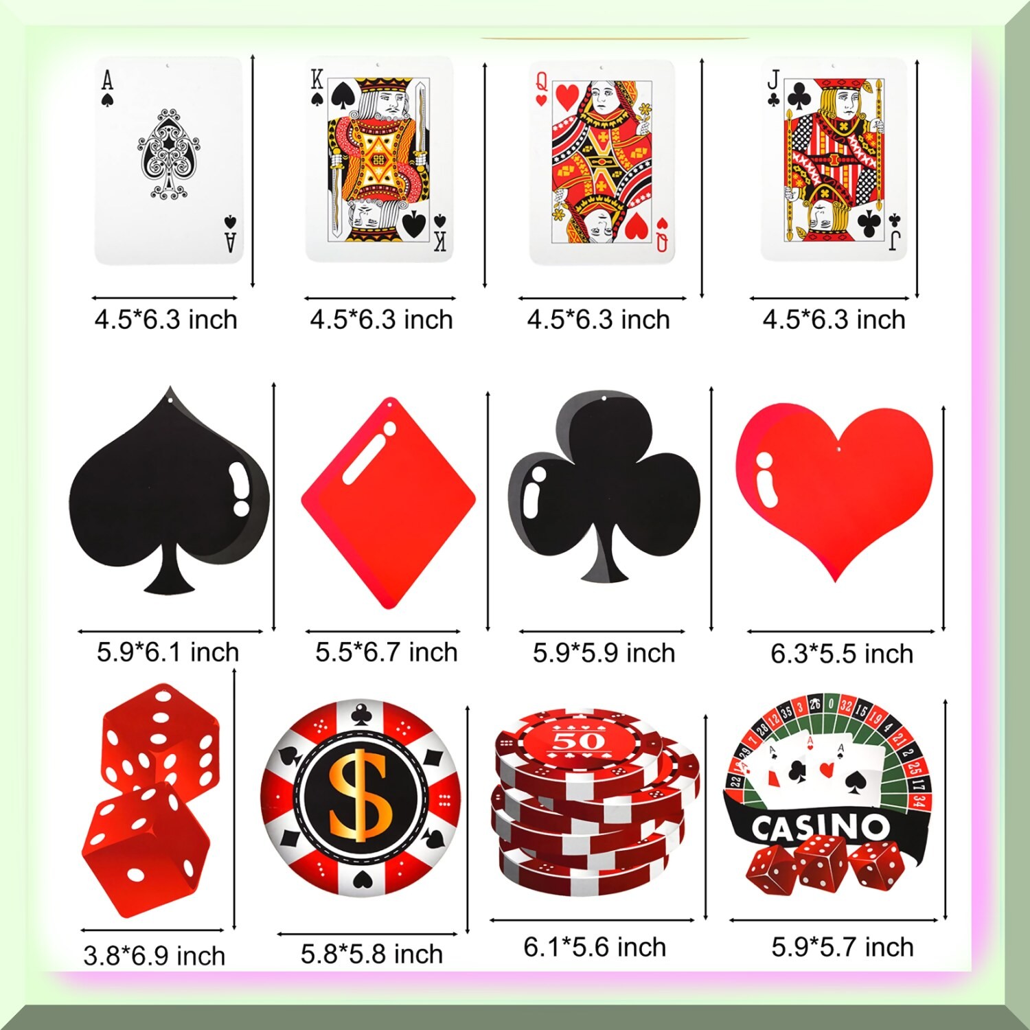 30 Poker Theme Hanging Decorations for Casino Night