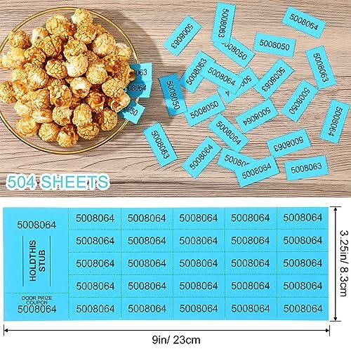 504 Sheets 25 Bid Raffle Ticket with Different Numbers Per Sheet Tickets for