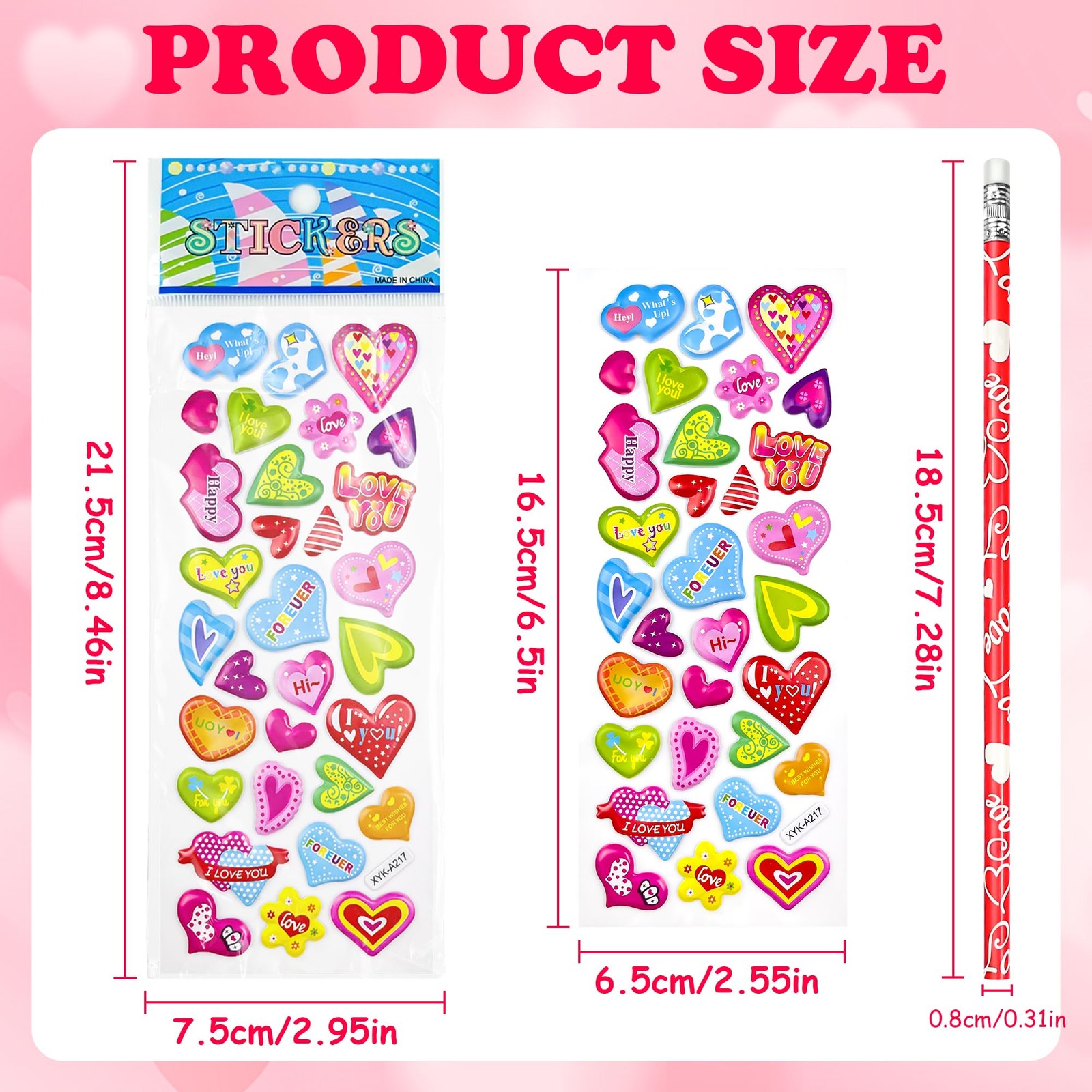 OHOME Valentines Day Gifts for Kids – 44 PCS Stationery Set Red,pink